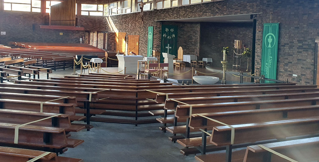 The sanctuary and nave inside St Mary’s Church, Melmount